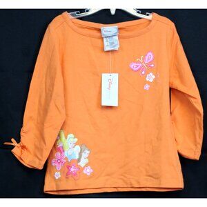 Vtg Disney Store Princess Orange T-Shirt Aurora Cinderella Belle Gathered Cuff S